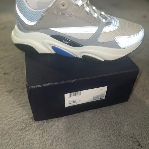 Dior B22 sneaker. White and Blue Technical Mesh and Gray Calfskin - Picture 4 of 5